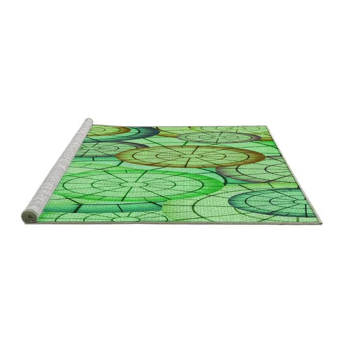 Sideview of Machine Washable Transitional Green Rug, wshpat768grn
