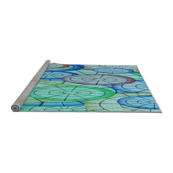 Sideview of Machine Washable Transitional Glacial Blue Ice Blue Rug, wshpat768lblu