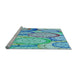 Sideview of Machine Washable Transitional Glacial Blue Ice Blue Rug, wshpat768lblu