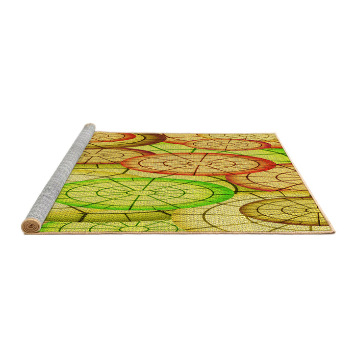 Sideview of Machine Washable Transitional Yellow Rug, wshpat768yw