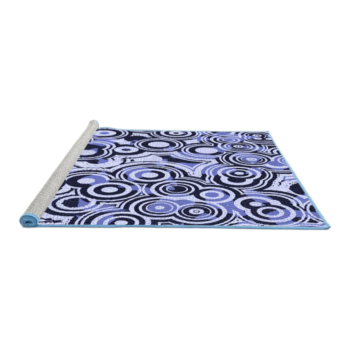 Sideview of Machine Washable Transitional Blue Rug, wshpat769blu