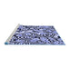 Sideview of Machine Washable Transitional Blue Rug, wshpat769blu