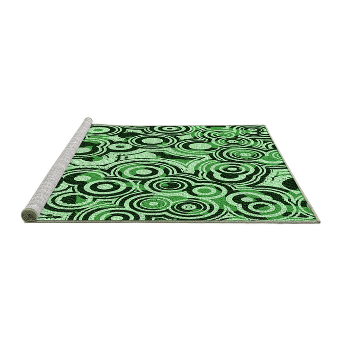 Sideview of Machine Washable Transitional Deep Emerald Green Rug, wshpat769grn