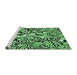 Sideview of Machine Washable Transitional Deep Emerald Green Rug, wshpat769grn