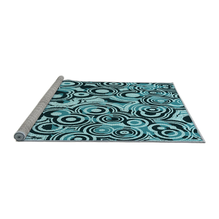 Sideview of Machine Washable Transitional Medium Teal Green Rug, wshpat769lblu
