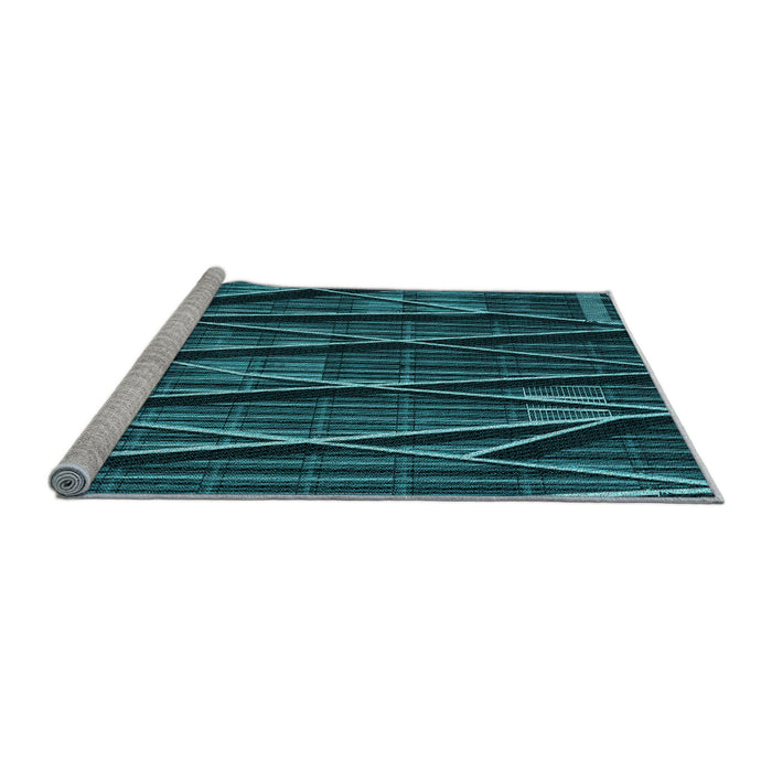 Machine Washable Transitional Dark Turquoise Green Rug in a Bedroom, wshpat77lblu