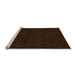 Sideview of Machine Washable Transitional Black Brown Rug, wshpat772org