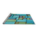 Sideview of Machine Washable Transitional Green Rug, wshpat775lblu