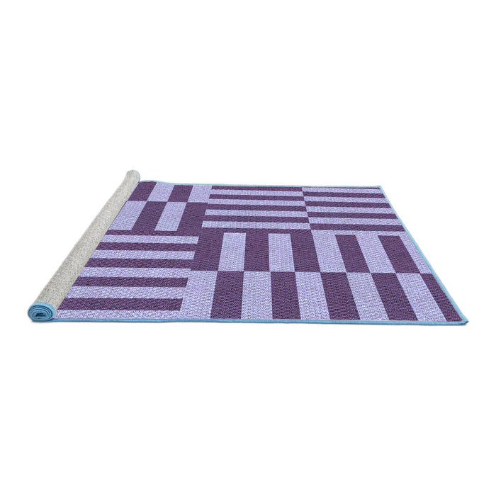 Sideview of Machine Washable Transitional Blue Rug, wshpat776blu