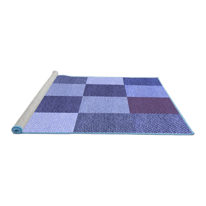 Sideview of Machine Washable Transitional Sky Blue Rug, wshpat777blu
