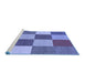 Sideview of Machine Washable Transitional Sky Blue Rug, wshpat777blu