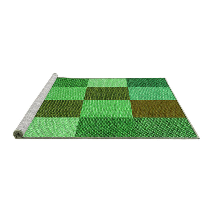 Sideview of Machine Washable Transitional Neon Green Rug, wshpat777grn