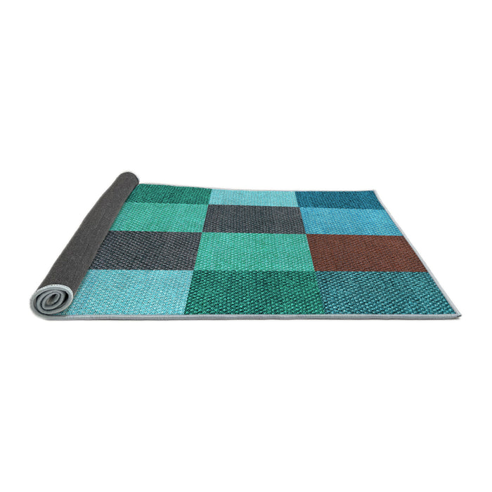 Thickness of Patterned Bright Turquoise Blue Rug, pat777lblu