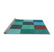 Sideview of Machine Washable Transitional Bright Turquoise Blue Rug, wshpat777lblu