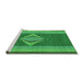 Sideview of Machine Washable Transitional Green Rug, wshpat778grn