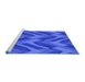 Sideview of Machine Washable Transitional Blue Rug, wshpat779blu
