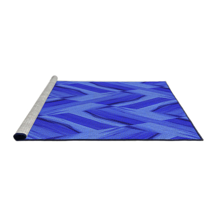 Sideview of Machine Washable Transitional Blue Rug, wshpat779pur