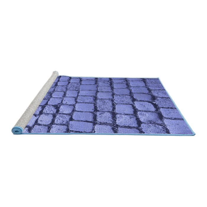 Sideview of Machine Washable Transitional Sky Blue Rug, wshpat780blu