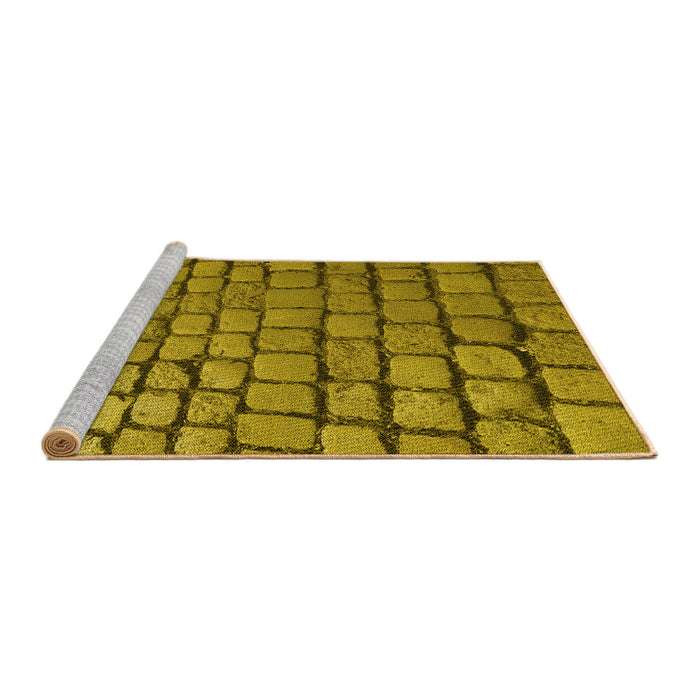 Sideview of Machine Washable Transitional Yellow Rug, wshpat780yw