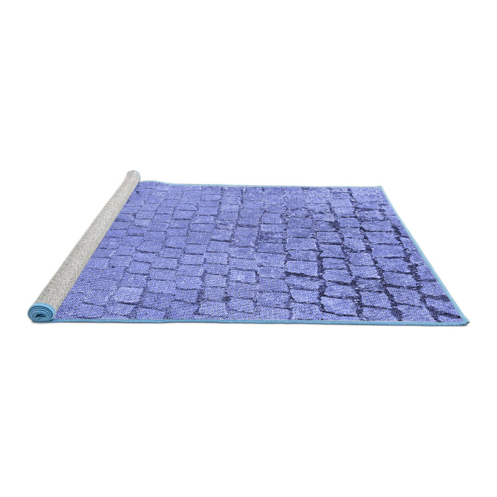 Sideview of Machine Washable Transitional Denim Blue Rug, wshpat781blu