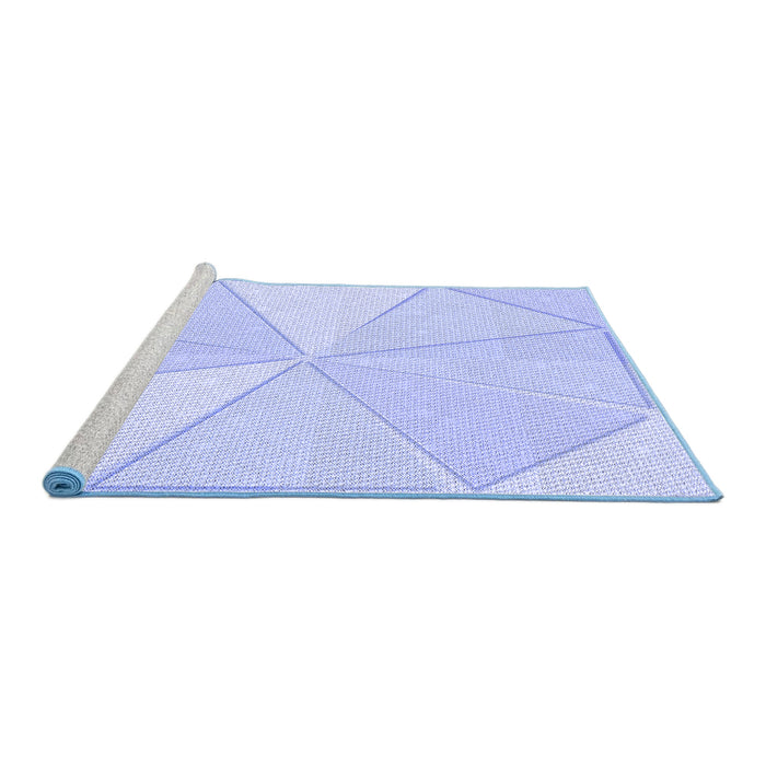 Sideview of Machine Washable Transitional Blue Rug, wshpat782blu