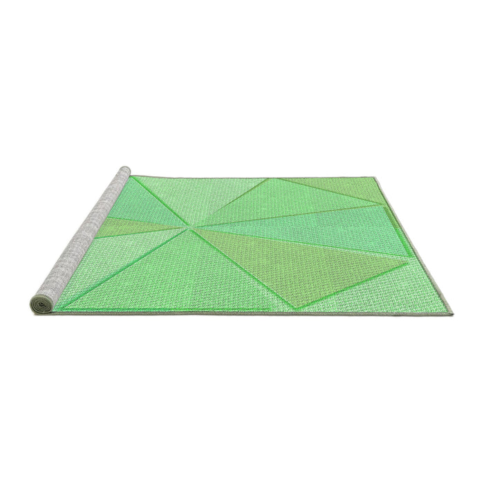 Sideview of Machine Washable Transitional Green Rug, wshpat782grn