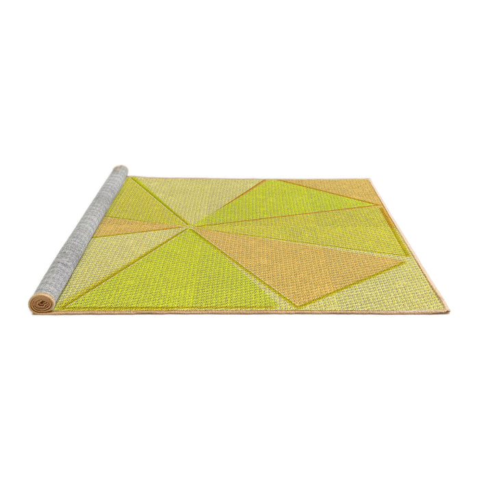 Sideview of Machine Washable Transitional Yellow Rug, wshpat782yw