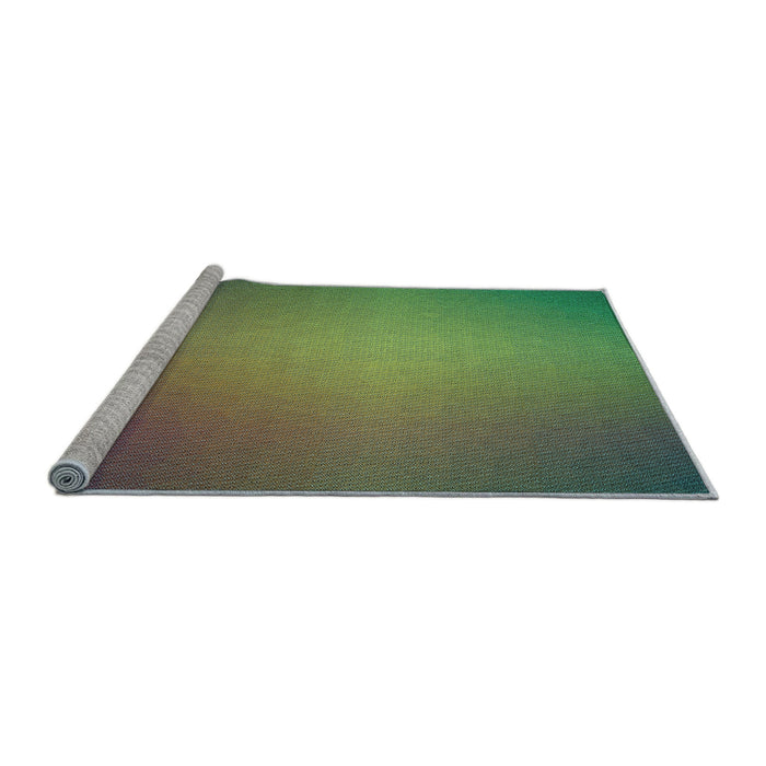 Sideview of Machine Washable Transitional Green Rug, wshpat783lblu
