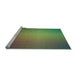 Sideview of Machine Washable Transitional Green Rug, wshpat783lblu