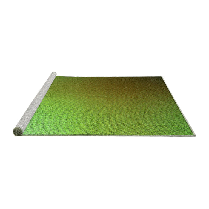 Sideview of Machine Washable Transitional Green Rug, wshpat789grn