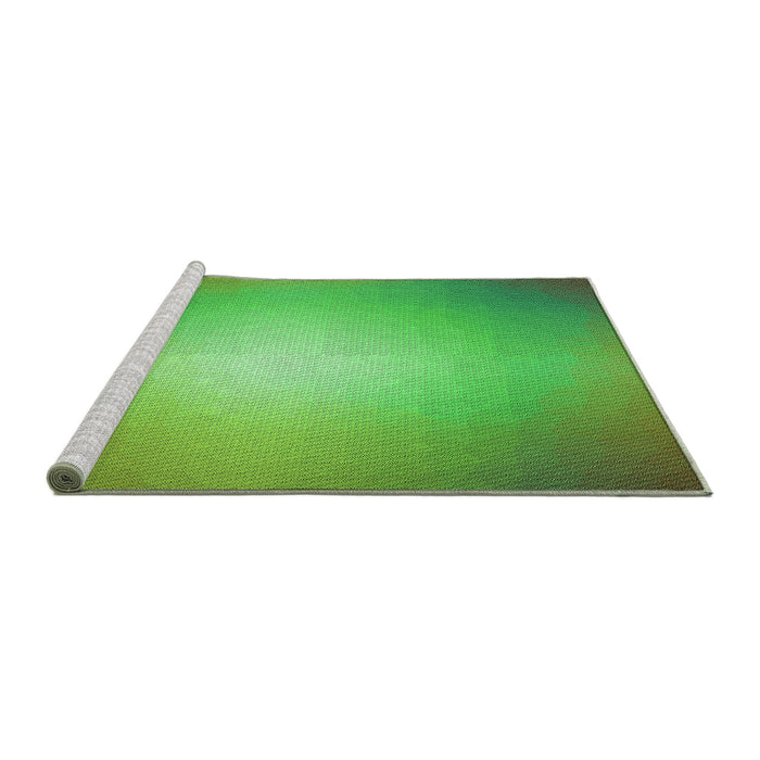 Sideview of Machine Washable Transitional Dark Lime Green Rug, wshpat790grn