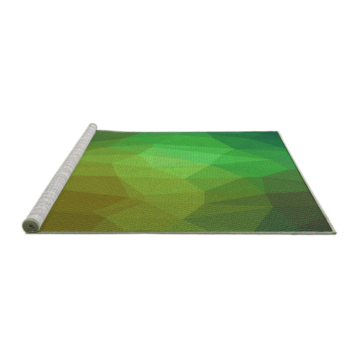 Sideview of Machine Washable Transitional Seaweed Green Rug, wshpat791grn