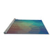 Sideview of Machine Washable Transitional Macaw Blue Green Rug, wshpat791lblu