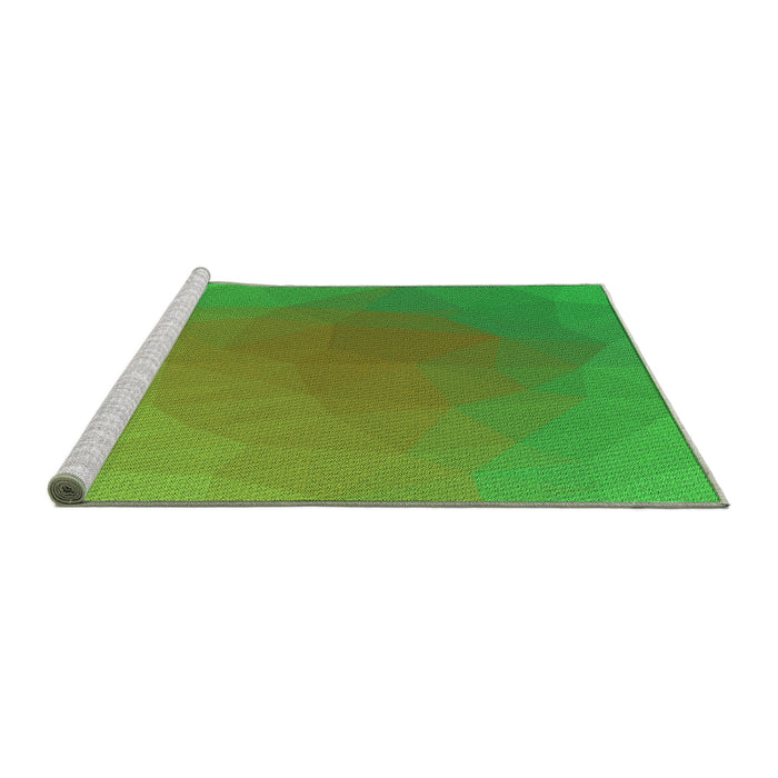 Sideview of Machine Washable Transitional Dark Lime Green Rug, wshpat792grn