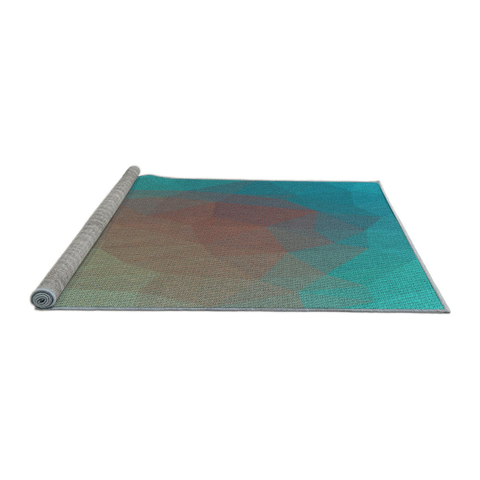 Sideview of Machine Washable Transitional Green Rug, wshpat792lblu
