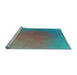 Sideview of Machine Washable Transitional Green Rug, wshpat792lblu