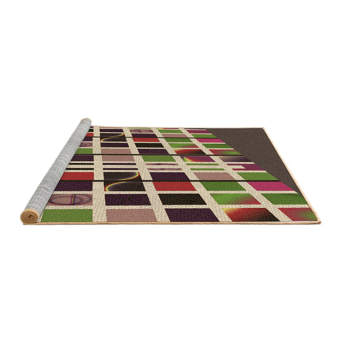 Sideview of Machine Washable Transitional Brown Green Rug, wshpat794brn