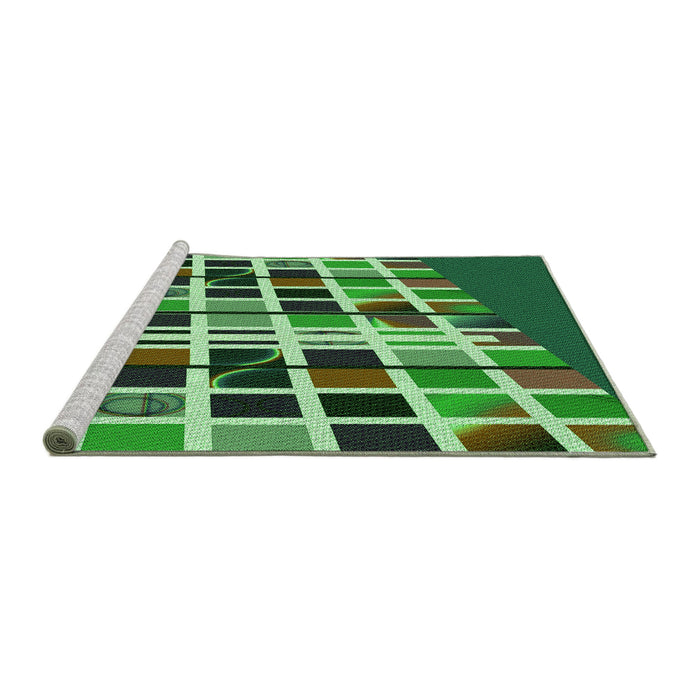 Sideview of Machine Washable Transitional Green Rug, wshpat794grn