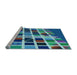 Sideview of Machine Washable Transitional Turquoise Green Rug, wshpat794lblu