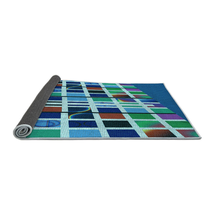 Thickness of Patterned Turquoise Green Rug, pat794lblu