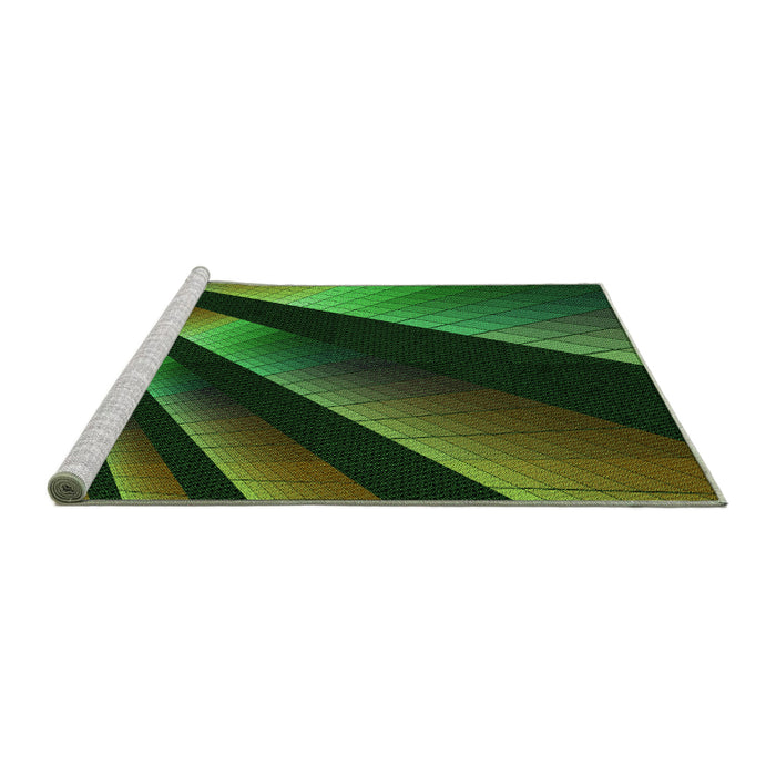 Sideview of Machine Washable Transitional Dark Lime Green Rug, wshpat796grn