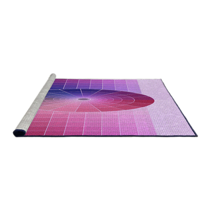 Sideview of Machine Washable Transitional Blossom Pink Rug, wshpat797pur