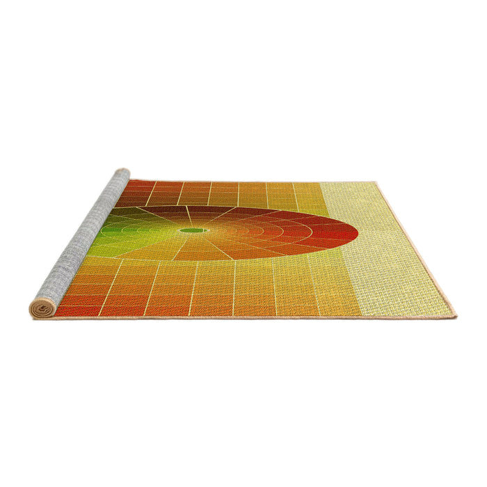 Sideview of Machine Washable Transitional Chrome Gold Yellow Rug, wshpat797yw