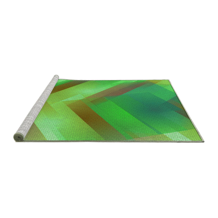 Sideview of Machine Washable Transitional Dark Lime Green Rug, wshpat798grn