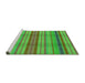 Sideview of Machine Washable Transitional Fern Green Rug, wshpat799grn