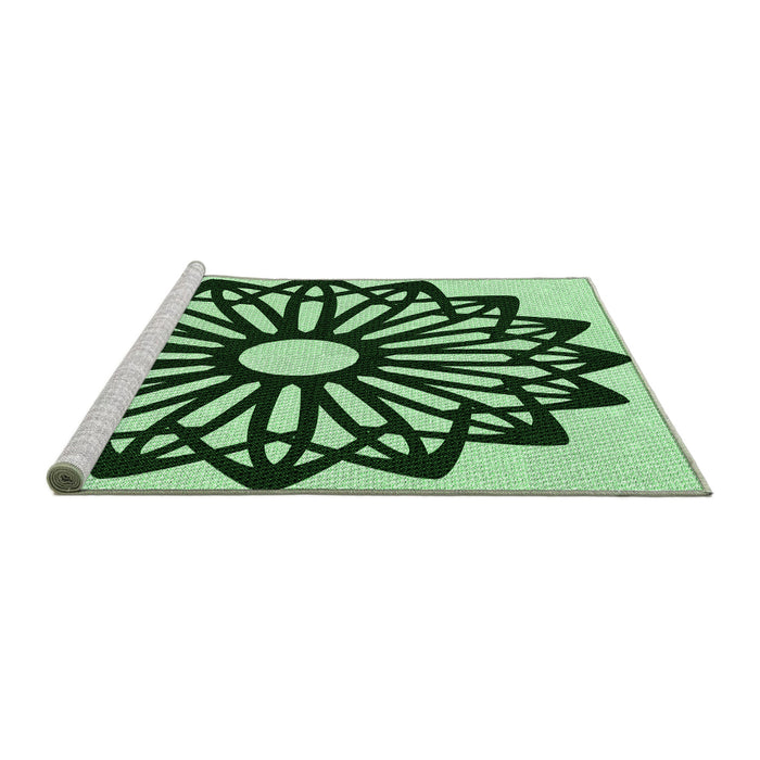 Sideview of Machine Washable Transitional Dark Forest Green Rug, wshpat8grn