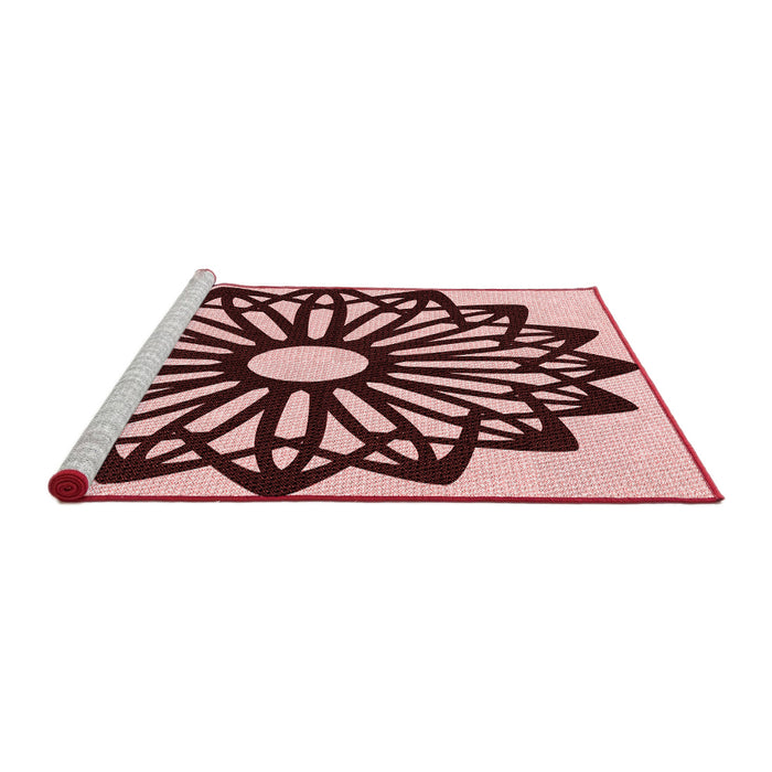 Sideview of Machine Washable Transitional Pink Rug, wshpat8rd