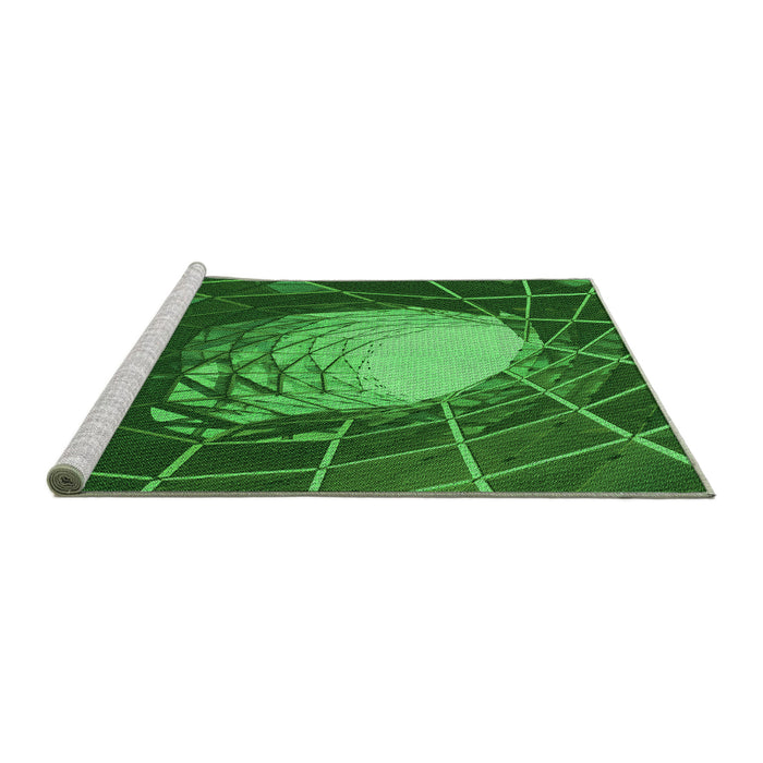 Sideview of Machine Washable Transitional Deep Emerald Green Rug, wshpat80grn