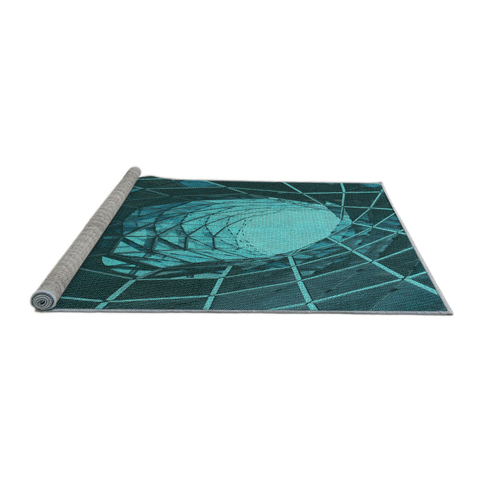 Sideview of Machine Washable Transitional Dark Turquoise Green Rug, wshpat80lblu