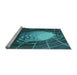 Sideview of Machine Washable Transitional Dark Turquoise Green Rug, wshpat80lblu